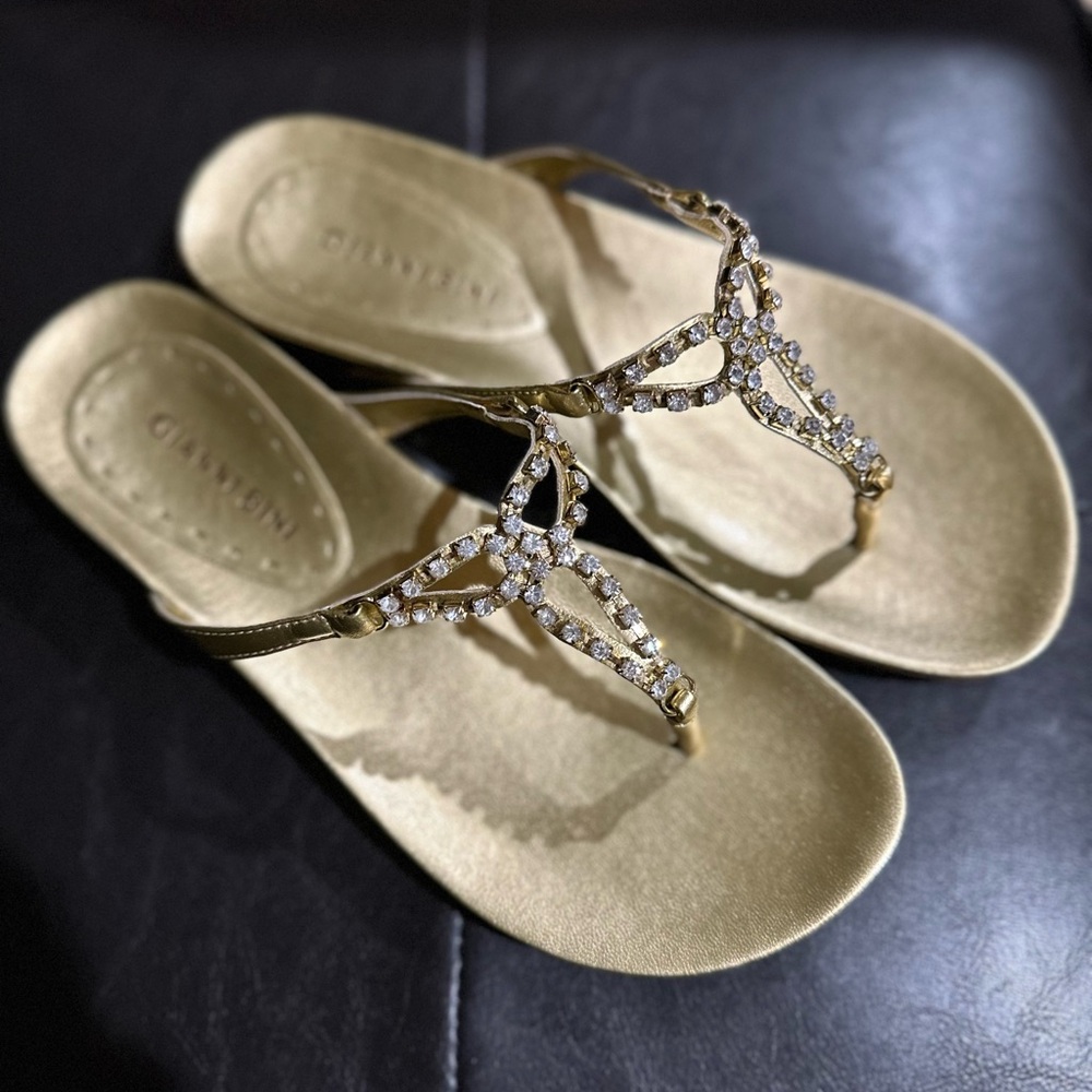 Gianni Bini Gold Crystal Embellished Sandals